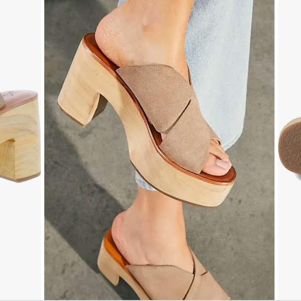 New Free People Kora Suede Platform Clog Shoes Size 9 EU39